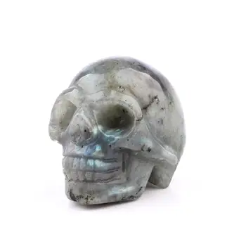 

2.0" Natural Amethyst Carved Head Skull Stone Chakra Figurine Opalite Rose Quartz Healing Reiki Crystal Feng Shui Free Pouch