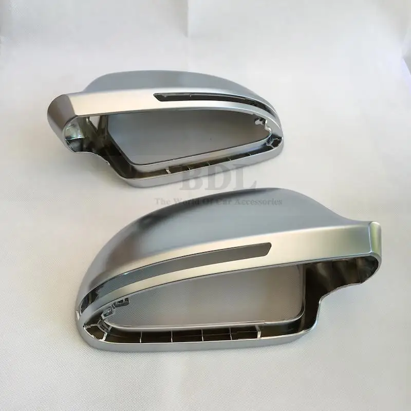 Matte Chrome Mirror Cover Rearview Side Mirror Cap S Line Lane Change For Audi A4 B8 A5 8T A6 C6 Q3 A3 8P