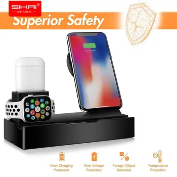 

Dropshipping 8 in 1 5 USB port wireless charger desktop cellphone stand for airpods pro Charging station