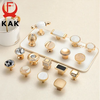 KAK Nordic Style Crystal Gold Cabinet Knob Single Hole Zinc Alloy Kitchen Handle Cupboard Door Pulls Drawer Knobs Hardware