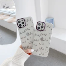 

Funny Art Boobs Case for iPhone 6S 6+ 7 8 Plus 7+ 8 + X/Xs XR 11 11pro 12mini 12 11 Pro Max Xs Max XSMAX Soft TPU Phone Cover