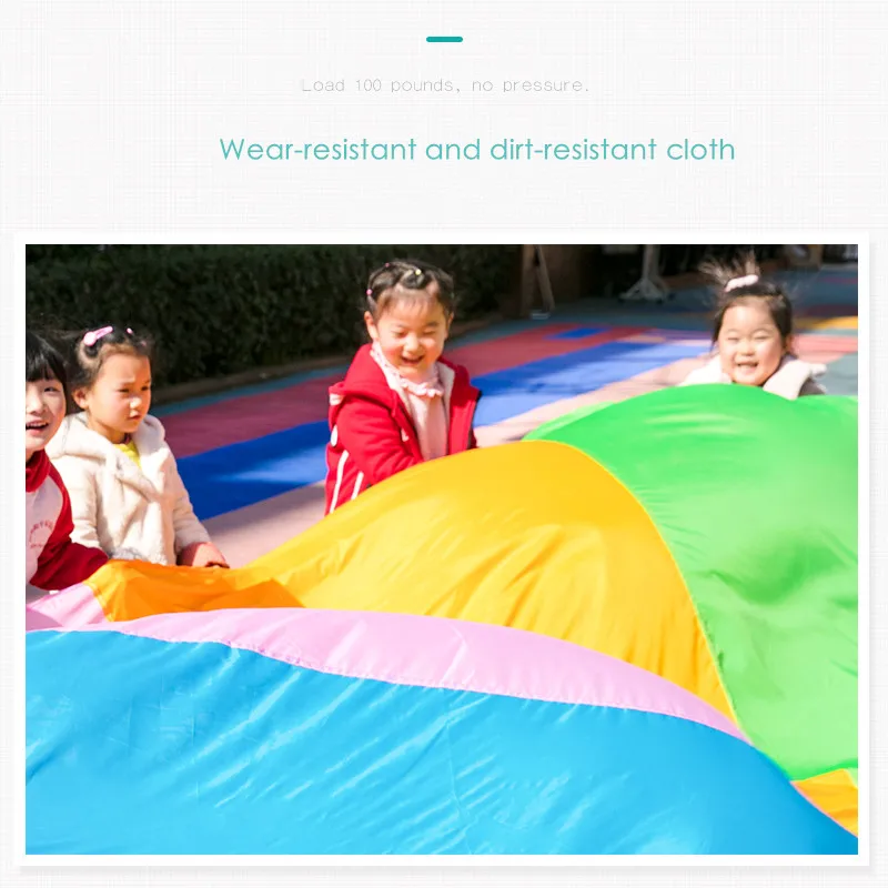  Happymaty 2M/3M/3.6M/4M Diameter Outdoor Rainbow Umbrella Parachute Toy Kindergarten Teamwork Game  - 4000179740995