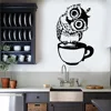 Cute Cartoon Owl In The Cup Wall stickers Coffee Decorative Decal For Kitchen Dining Room Vinyl Decals For Cafe Bar Home Decor ► Photo 1/6