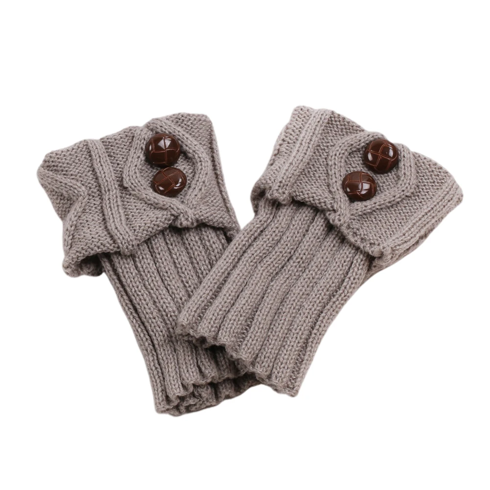 Light Gray 1 пара чехлов с пуговицами до колена зимние модные гетры для взрослых короткие защитные манжеты вязание крючком - Цвет: Light Gray