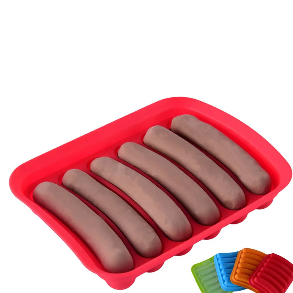 1Pc Sausage Maker Silicone Mold DIY Hot Dog Handmade ham sausage mould 6 in 1 Kitchen Making and Refrigerated Hot Dog tool