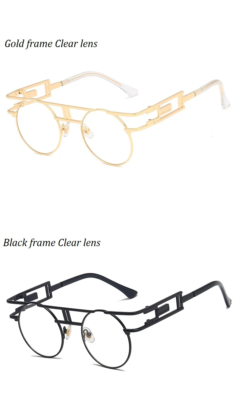 Готический стимпанк Круглый Винтаж солнцезащитные очки Для мужчин Для женщин унисекс зеркальные металлические солнцезащитные очки HD Ретро увеличенные солнцезащитные очки, солнцезащитные очки для женщин, UV400