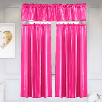 

New 3Pcs/Set Pure Color Kitchen Home Curtain with Swag Tier Window Curtain Set Modern Window Curtain For Living Room Bedroom LC