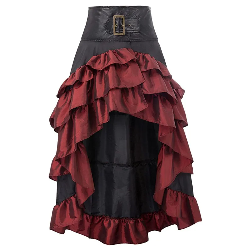 Винтажная юбка в готическом стиле для женщин среднего возраста, Женская юбка с оборками в стиле пэчворк, необычная юбка в стиле панк, ретро, кекс, длина до щиколотки, макси#40
