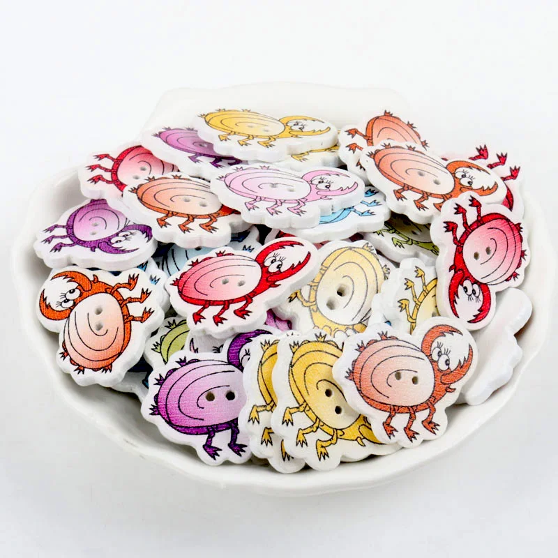 6 цветов разные жуки Раскрашенные Деревянные Пуговицы декоративные пуговицы для