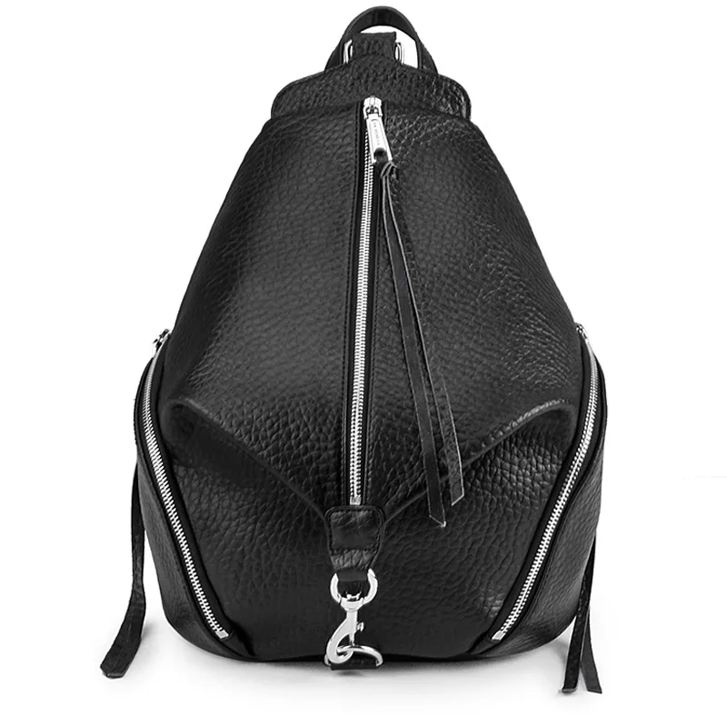 

Large zipper backpack cow leather soft outdoor casual backpack for women
