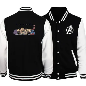 

Men avengers fashion streetwear print baseball jackets fluffy plus velvet comfort sweatshirt 2019 autumn winter casual jackets