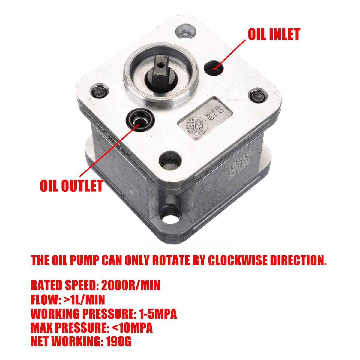 1Pcs Hydraulic Gear Oil Pump Metal Gear Pump Hydraulic DIY Model Excavating Machinery Tools Durable with Working Pressure 1-5Mpa