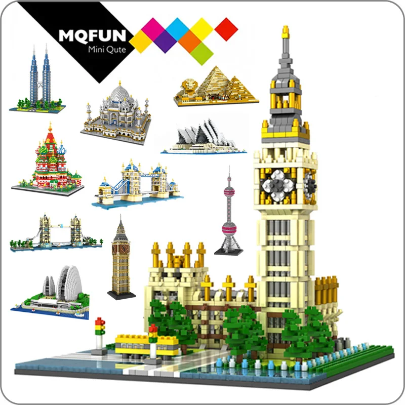 PZX Mini Blocks Luxury World Architecture 3D Assembly Taj Mahal Burj Al Arab Model Building Brick Children Adult Educational toy | Игрушки и