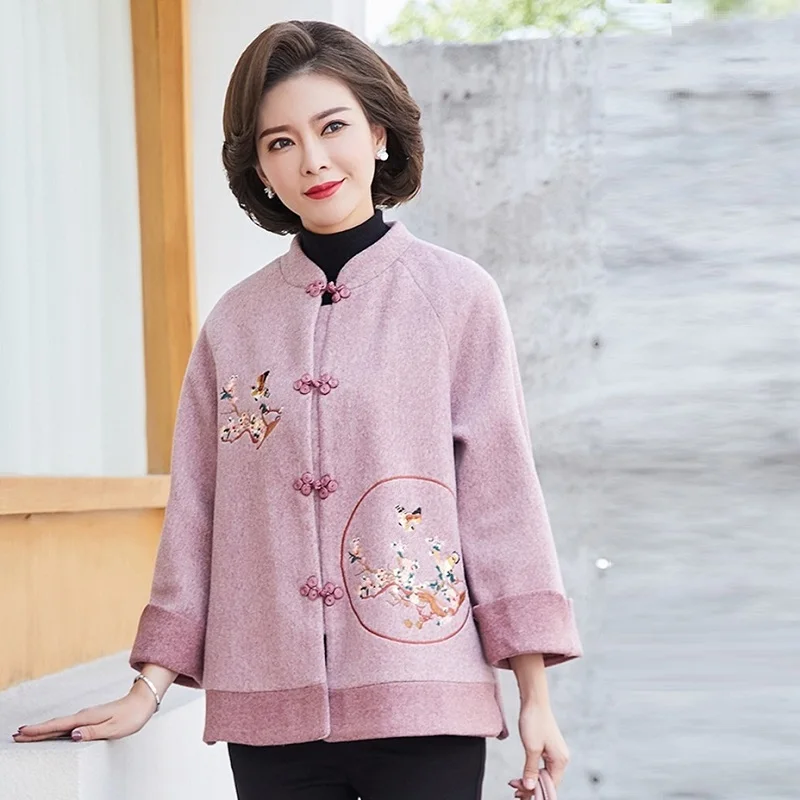 Традиционная китайская блузка среднего возраста китайский Cheongsam топы для женщин осенне-зимний костюм Тан китайская модная одежда