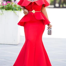 Красное рождественское платье для женщин, макси, вечерние, с открытыми плечами, облегающее, сексуальное, с рюшами, элегантное, для празднования ужина, для клуба, вечерние, длинные халаты