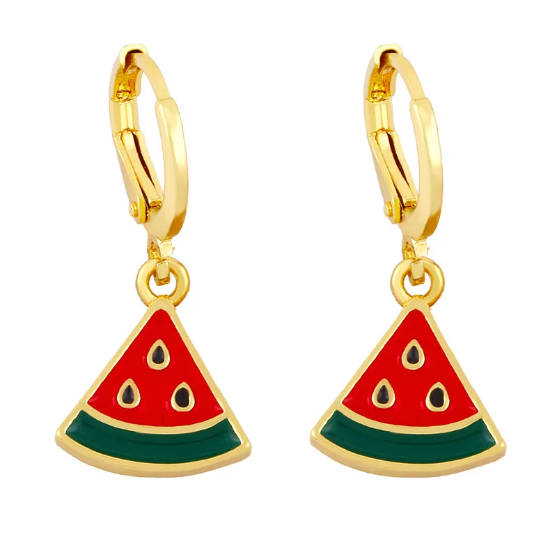 18k Gold Plated Red Enamel Star Fruit Love Butterfly Earrings