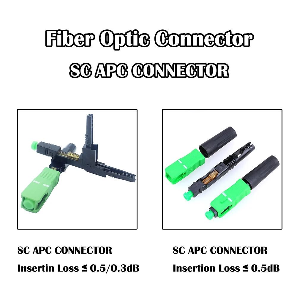 200 шт. SC APC Волоконно оптический разъем 55 мм/52 мм SM одиночный режим FTTH быстрая