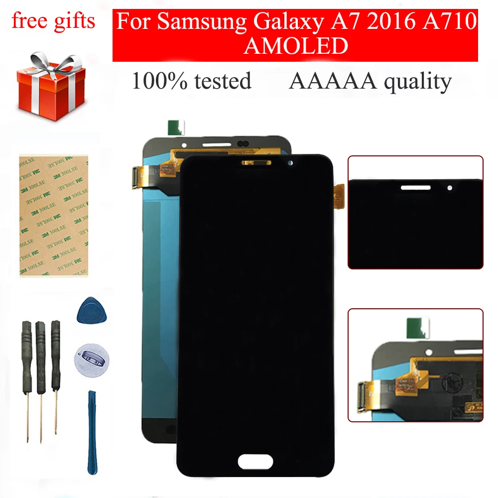 AMOLED LCD для Samsung Galaxy A7 2016 A710 A710F A710M ЖК-дисплей монитор панель + кодирующий