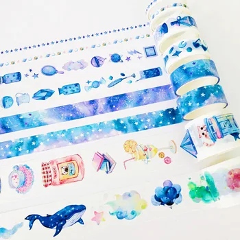 

8 Rolls /Box Dream Starry Blue Whales Washi Masking Tape Album Scrapbooking Decoration