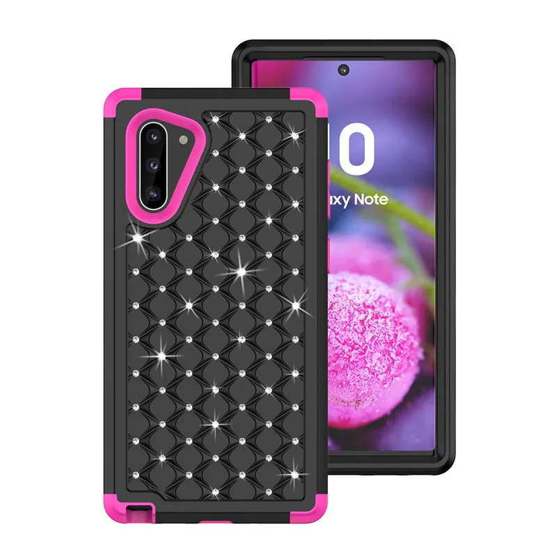 

Luxury Hybrid Armor Shockproof Case For Samsung s9 s10 note10Plus note9 note8 diy Jewelled Front&Back 360 Degree Protective Case
