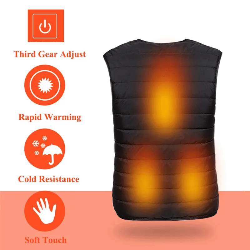 Sport Hiking Riding USB Heating Vest Flexible Electric Thermal Winter Warm Jacket