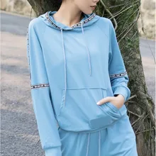 Спортивные топы с длинным рукавом, куртка для йоги, с надписью, для фитнеса, Женский трикотажный свитер с капюшоном, одежда для спортзала, для тренировок, бега, пуловер