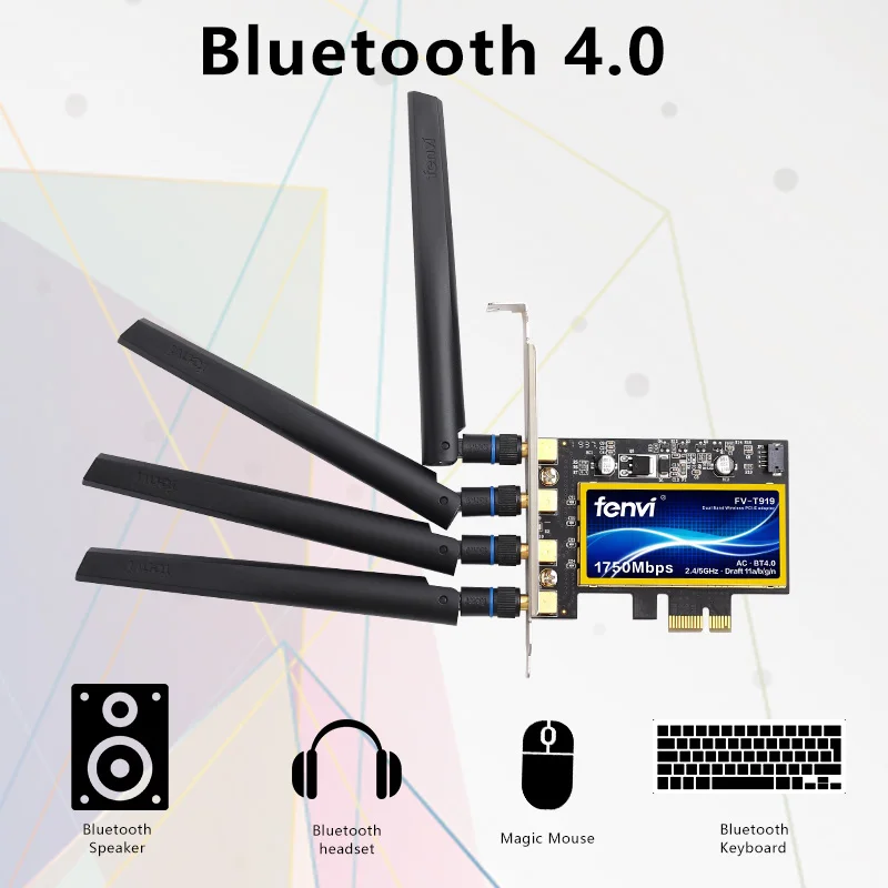 Двухдиапазонный 1750 Мбит/с FV-T919 Broadcom BCM94360CD 802.11AC wifi Настольный беспроводной PCI-E адаптер Bluetooth 4,0 для MAC OS Hackintosh