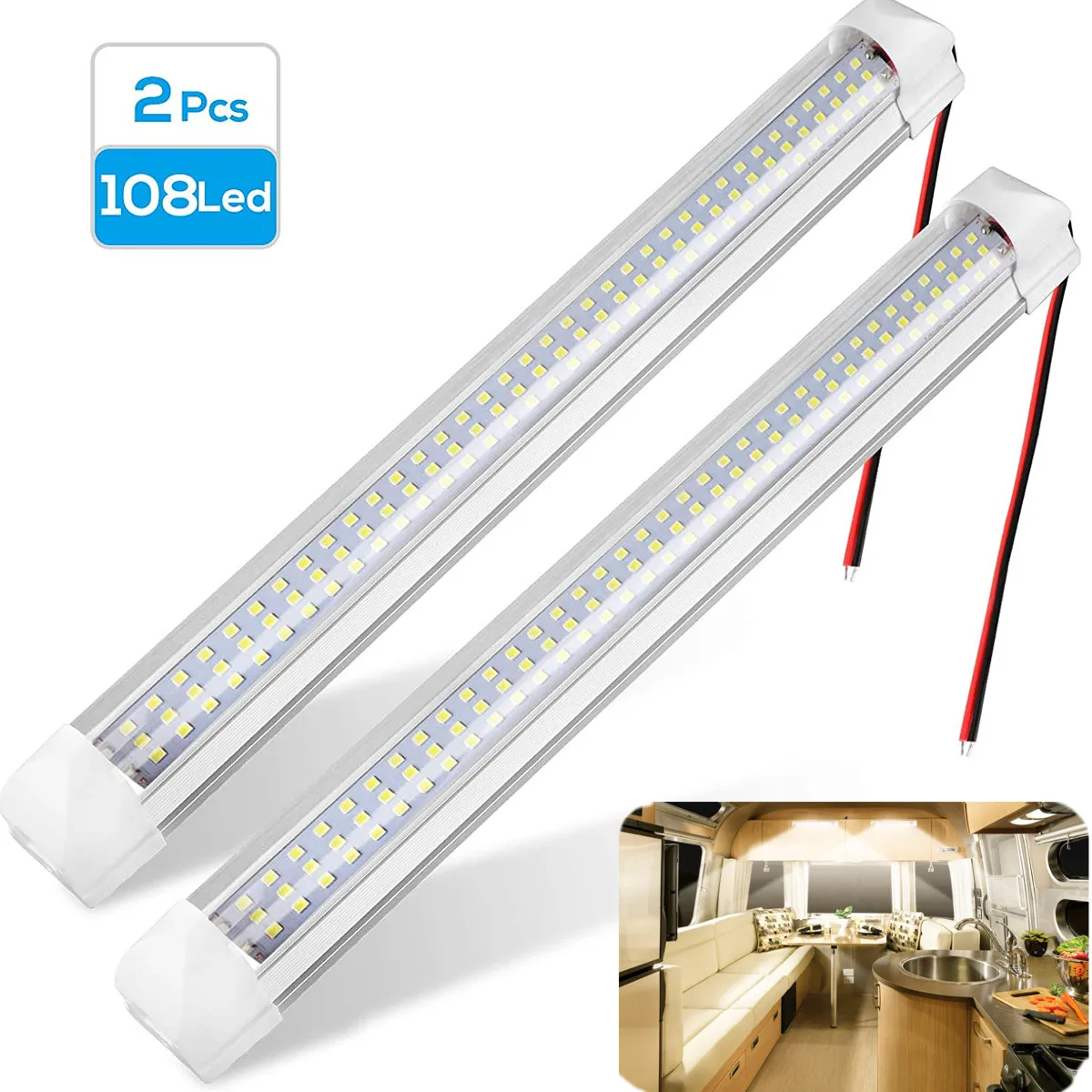 87led 12-24v Voiture Lecture Led Night Strip Light Intérieur Lumière  Plafonnier Avec Interrupteur Marche / Arrêt Pour Van Camion Camion  Camping-Car Bateau