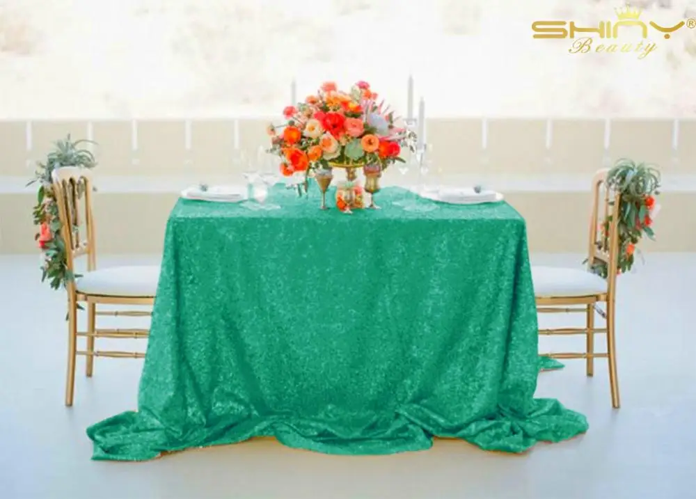 50x50-Inch Sequin Tablecloth Sequin Table Cloths Pink Gold Rectangle Tablecloths Sequence Table Cover for 3FT Tables-M0927 - Цвет: Christams Green
