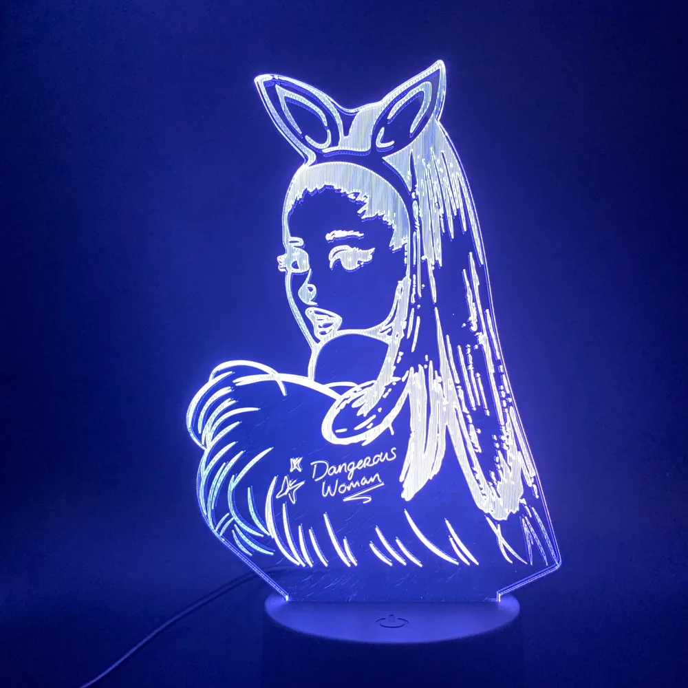 Singer Ariana Grande Cat Girl LED 3d Light Table Night Light for Bedroom Home Decorative 3d Led Night Light Fans Christmas Gift