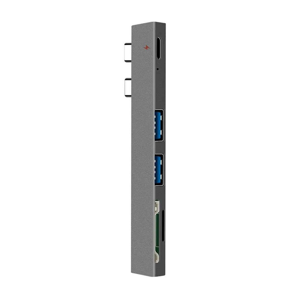 Многопортовый концентратор, двойной USB-C, кардридер, USB C, концентратор, двойной тип C, адаптер, док-станция с USB PD зарядным устройством, SD/TF слот
