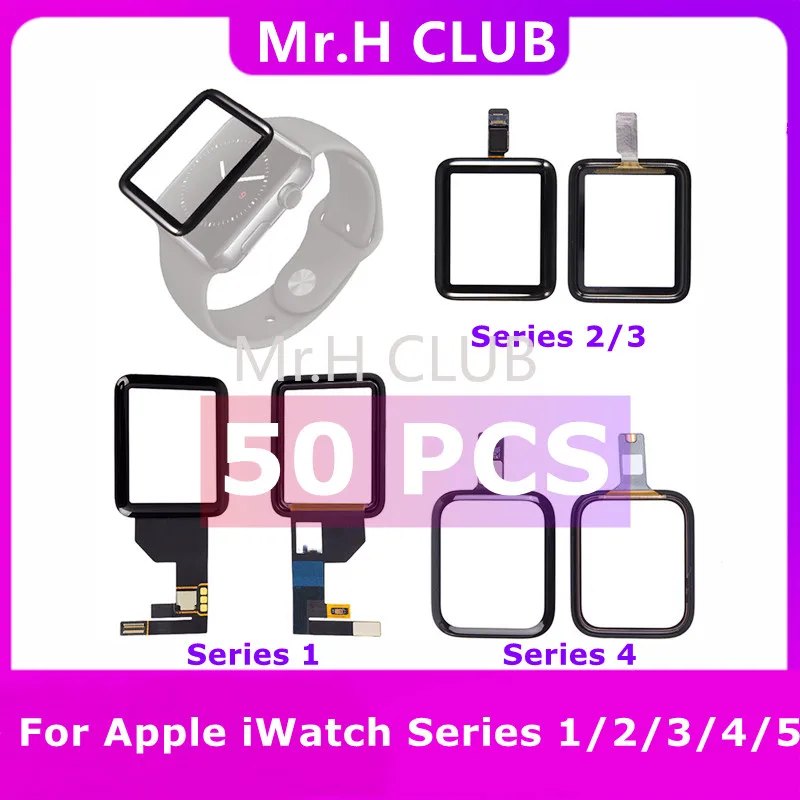 50 шт. сенсорный экран для Apple iWatch серии 1/2/3/4/5 40 мм 42 ЖК внешняя стеклянная линза 38