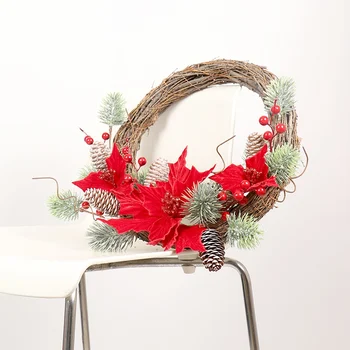 

Christmas Flannel Garland Pine Cone Berry Home Door Decoration Wall Hanging Christmas Ornament Pendant