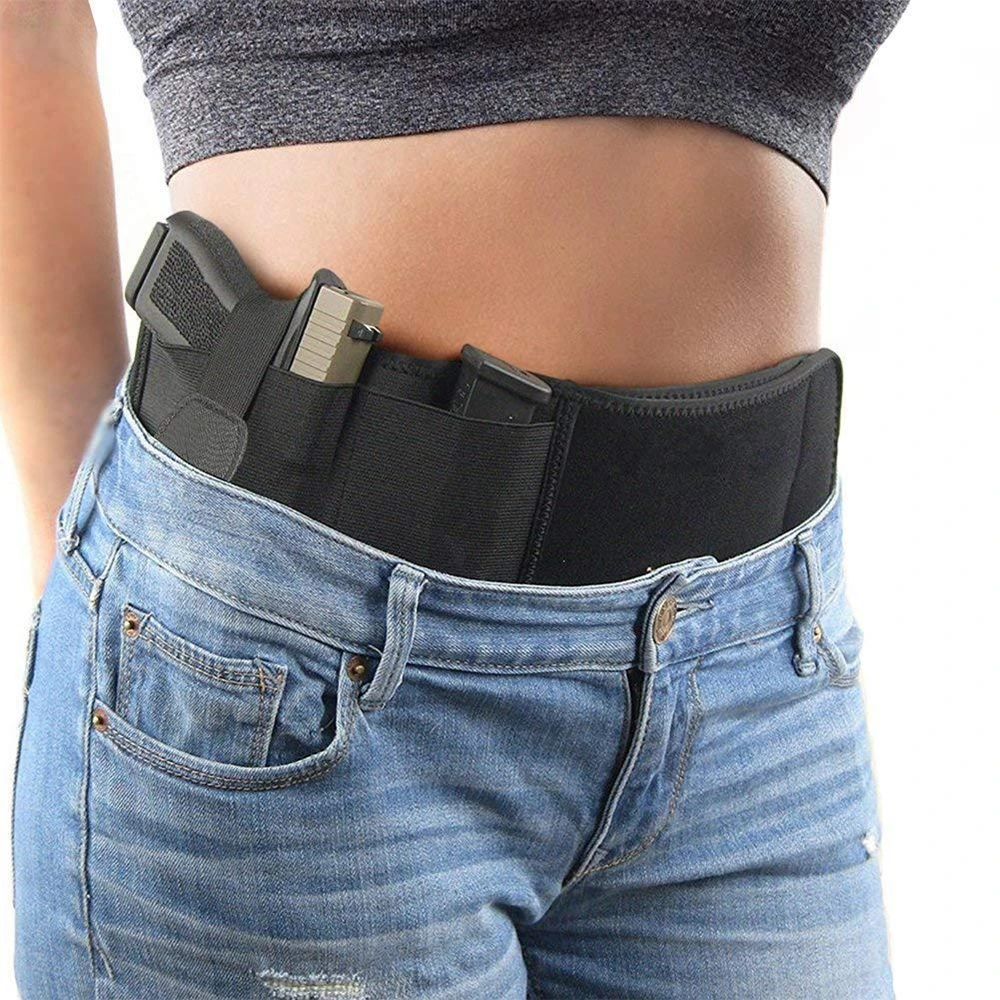 Details about   Ambidextrous Tactical Concealed Belly Band Waist Pistol Gun Holster & Mag Pouch 
