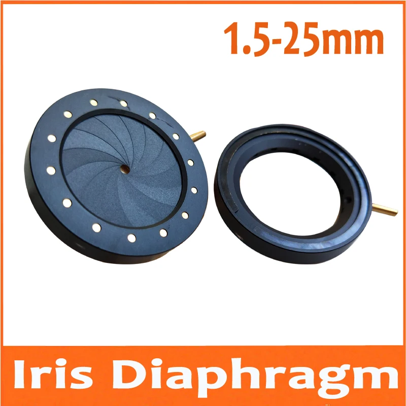 1.5-25mm Amplifying Diameter Zoom Optical Iris Diaphragm Aperture Condenser with 14 Blades for Digital Camera Microscope Adapter |