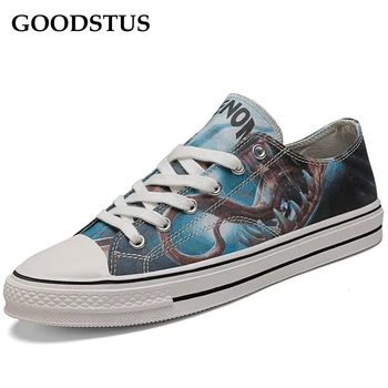 

GOODSTUS Men Canvas Shoes Lace-Up Venom Pattern High Quality Breathable Comfortable Male Outdoor Walking Shoe