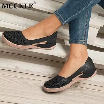 

Women's Flats Shoes Woman Shallow Slip On Hollow Out Breathable Sewing Solid Casual Female Shoe Platform Ladies Plus Size 34-43