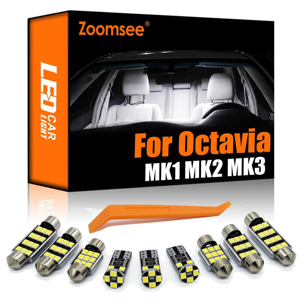 

Zoomsee Canbus для Skoda Octavia MK1 MK2 MK3 1 2 3 Sedan Combi 1996-2018, автомобильная светодиодная внутренняя лампа, купольная карта, светильник части для лампы для чтения