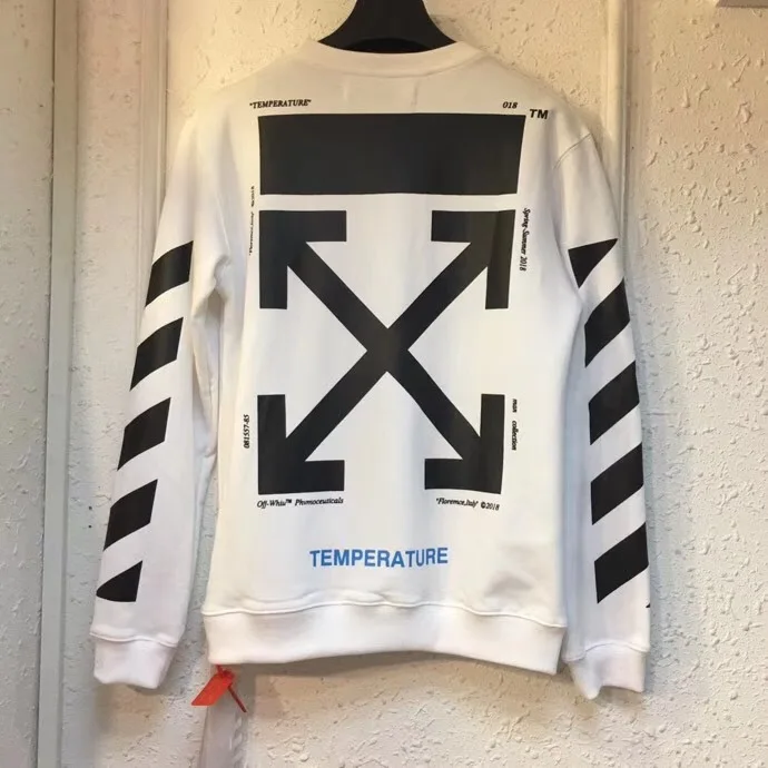 18SS off white Mona Lisa теплопередача стрелка Весна Осень Мужчины Женщины Круглый вырез с длинным рукавом Уличная Толстовка