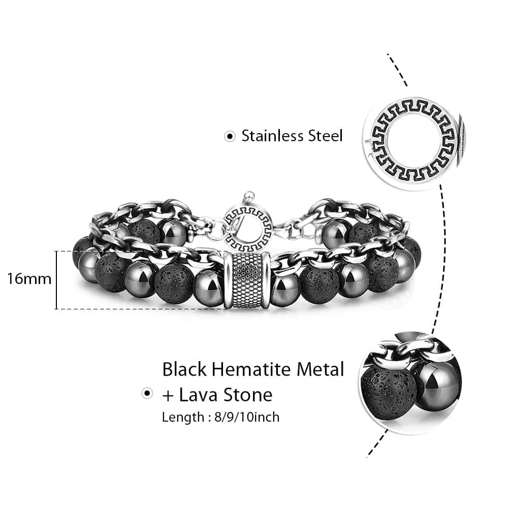 Davieslee браслет с черными бусинами для мужчин Gunmetal Cut Cable Link Chain из нержавеющей стали мужские браслеты мужские ювелирные изделия подарки LDB33 - Окраска металла: TBX00905