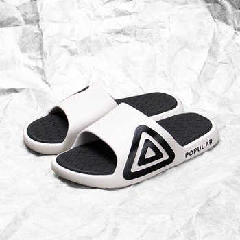 

Whoholl Men's Slippers EVA Men Shoes Women Couples Flip Flops Soft Black And White Stripes Casual Summer Male Chaussures Femme