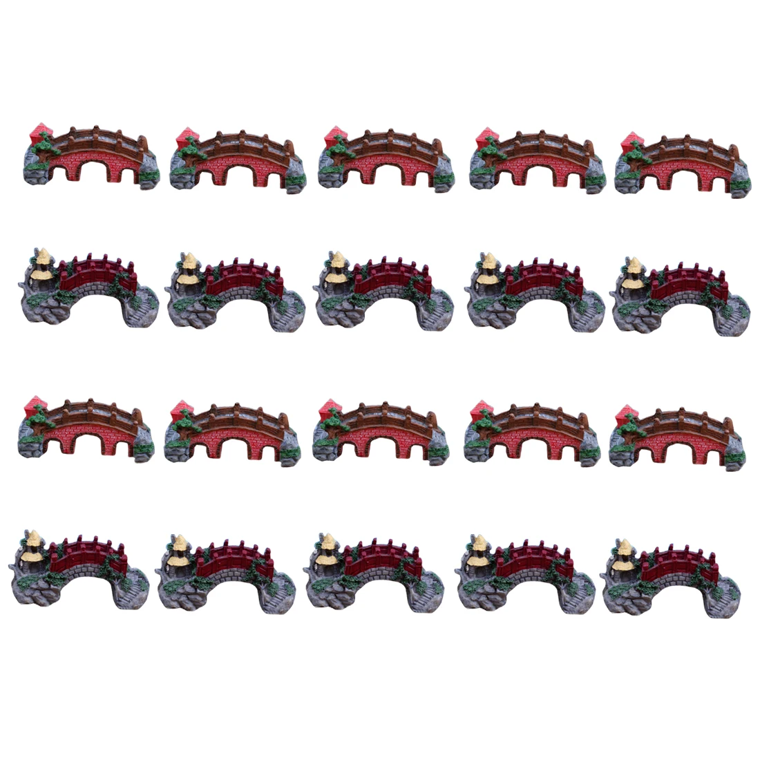 

20Pcs 10 x 4.5 x 4cm Resin Arch Bridge Fish Tank Ornament Decoration Aquatic Scenery Simulation Landscape Random