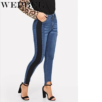 

WEPBEL Women's Stretch Women's High Waist Stretch Slim Denim Sexy Pencil Pants Elastic Ladies Trousers Jeans
