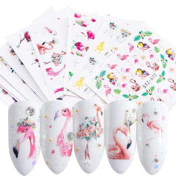 

Nail Water Sticker Decals Mix Lace Flower Flamingo Animal Full Wraps Nail Tattoo Adhesive Manicure Decoration Tips Set JI830