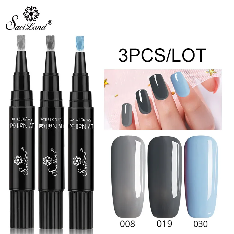 Saviland 3 шт./лот набор гель-лаков UV Vernis полуперманентный праймер верхнее покрытие 5 мл полигель лак для ногтей маникюрный гель - Цвет: 008 n 019 n 030