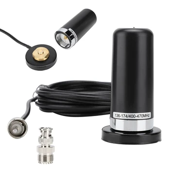 

Walkie Talkie Car Radio Dual Band VHF UHF Antenna With 5M Coaxial Cable Magnetic Mount Base And BNC Male to M Female Connector