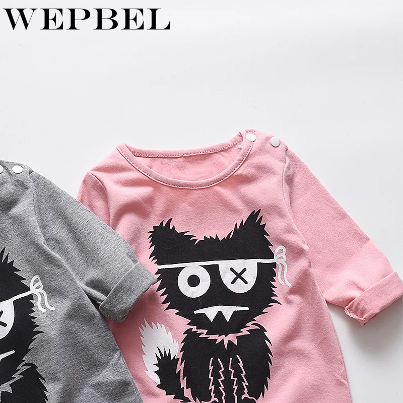 WEPBEL/комбинезон с длинными рукавами для новорожденных мальчиков и девочек; мягкий хлопковый комбинезон для сна с рисунком кота для малышей