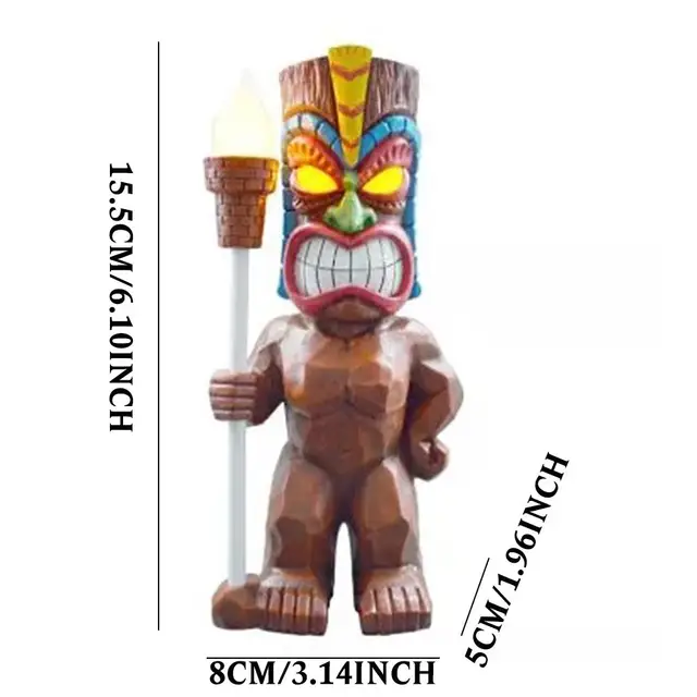 Napelemes Tiki Fáklya Szobor Szabadtéri Otthoni Dekoráció Kerti Figura Tornác Kézműves Terasz Vezetékes Gyanta Hawaii Totem - Image 6