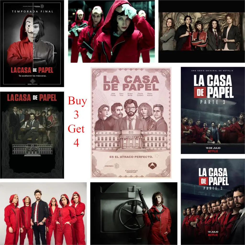 Money Heist Posters la casa de papel Glossy Paper Wall Decoration Vivid Color | Дом и сад