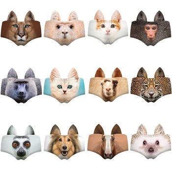 

Funny New arrival Fashion Lady Underwear Wild Animal 3D Printing Ear Woman Sexy Panties Dog Llama Puma Monkey Cat Briefs